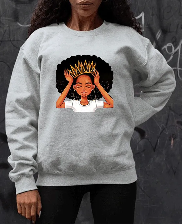 Casual cartoon print crew neck sweater Grey - Shop at LoveMi