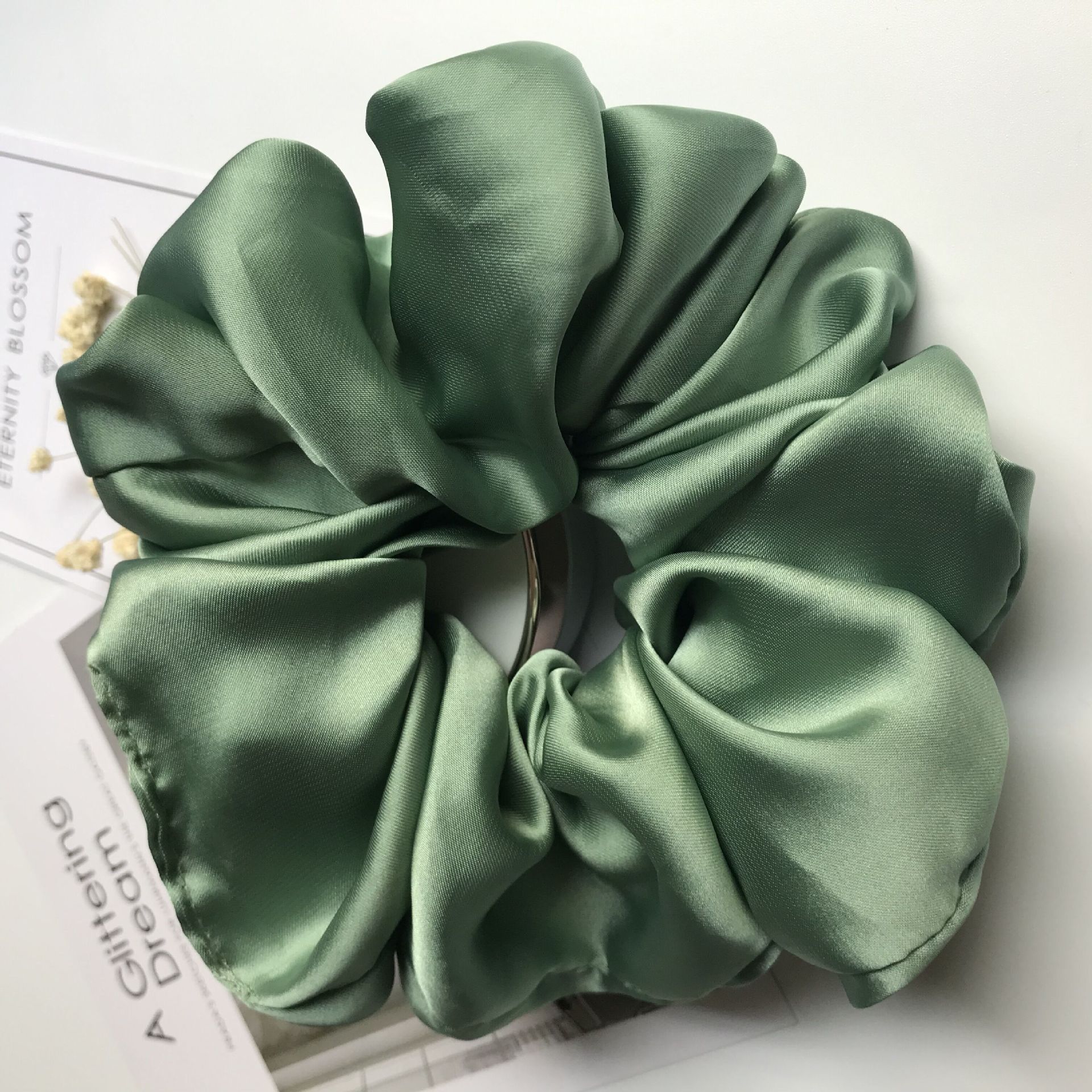 Smooth Satin sausage loop Light Green - Shop at LoveMi