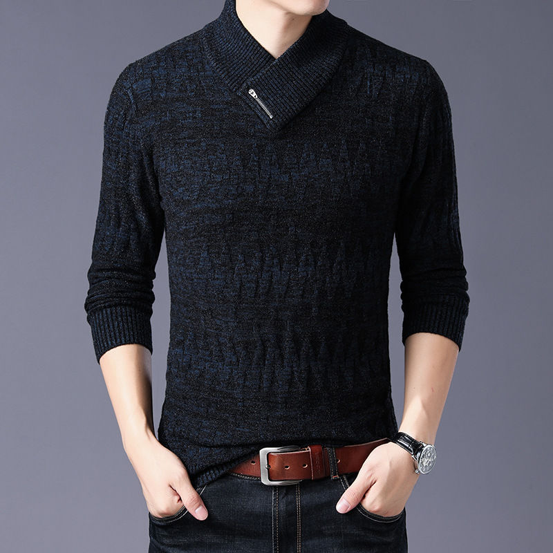 Autumn and winter new V-neck sweater middle-aged men's heart