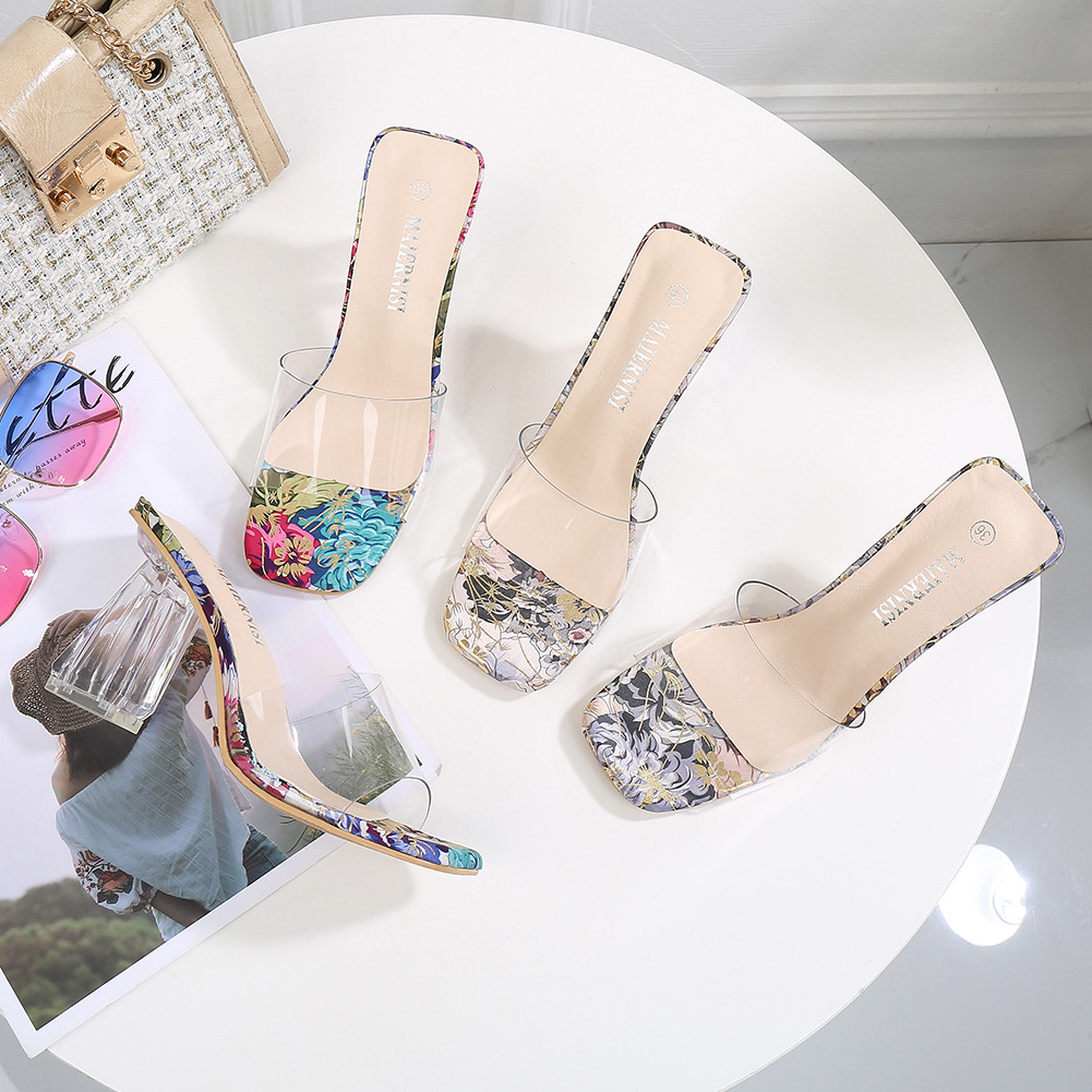 European and American transparent large size high heels