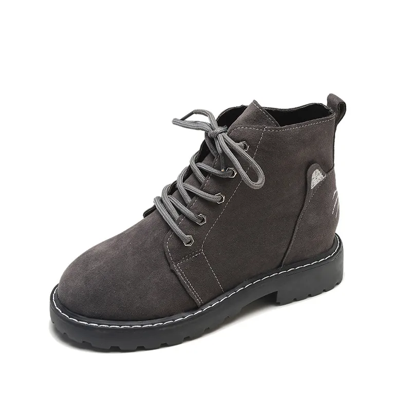 Casual matte lace up low top Martin boots - Grey