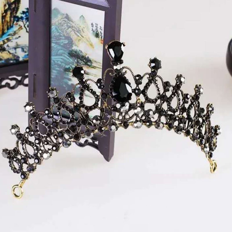 Black luxury crown bridal headdress wedding dress Style E - Shop at LoveMi