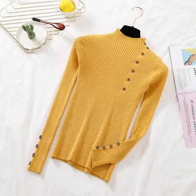 Half turtleneck sweater women's outer wear new autumn and winter - Yellow