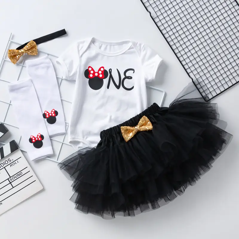 Cartoon dress black pink princess dress socks set