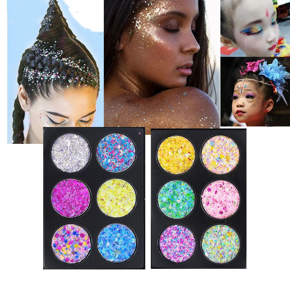 POPFEEL 6-color eyeshadow evening sequin eye makeup