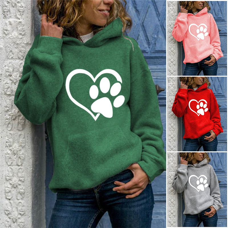 Printed round neck hooded sweater