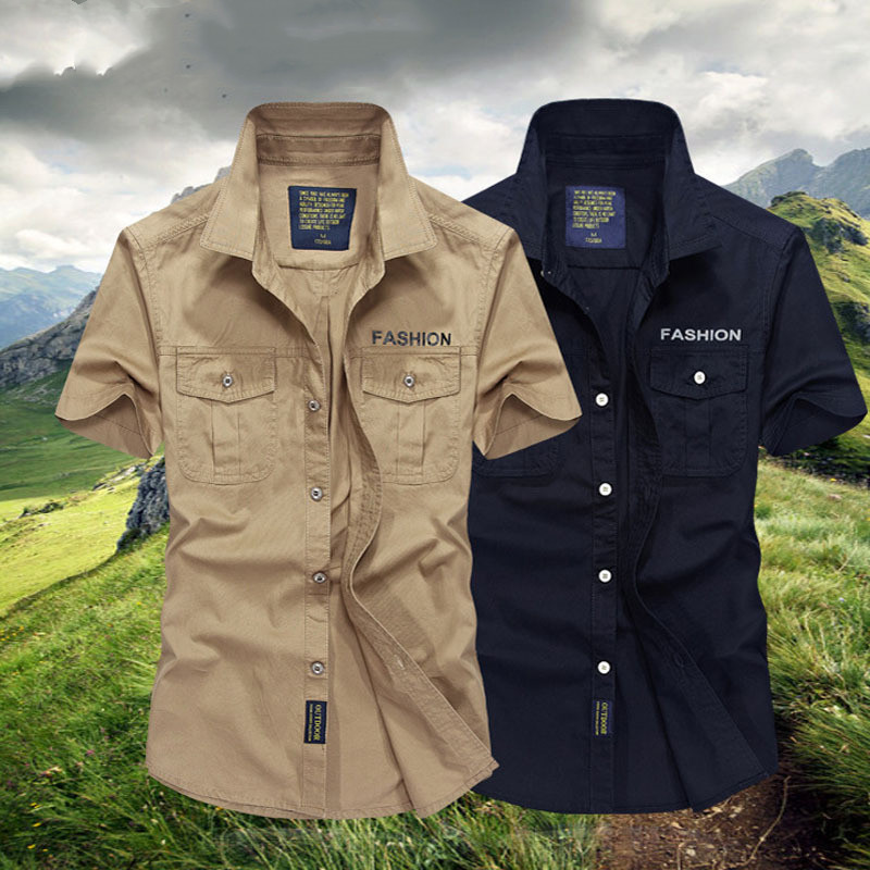 Men's slim-fit shirt middle-aged plus lapel shirt