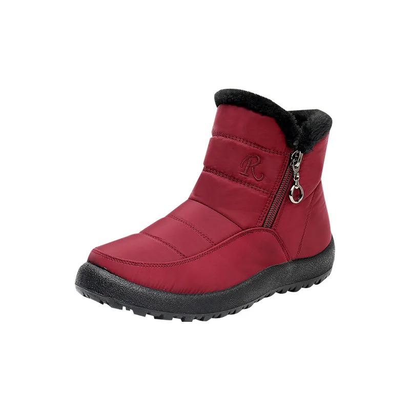 Add velvet warm cotton shoes soft soled cotton boots - Red