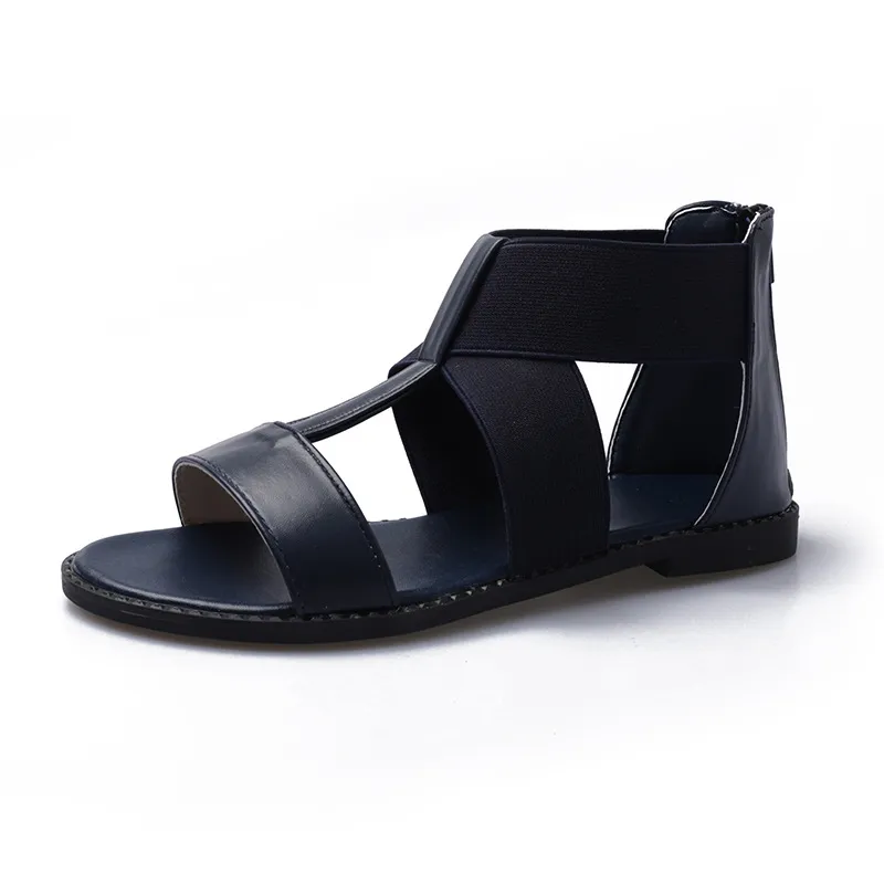 Simple, low-heeled cool boots - Blue
