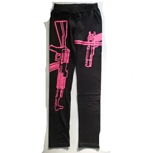 Punk personalized printed cotton nine pointed leggings Black Rose Red - Shop at LoveMi