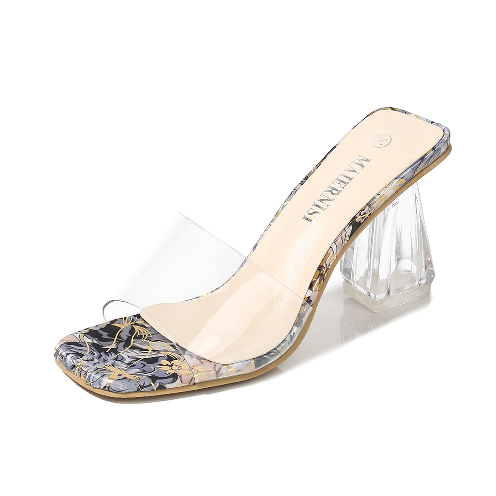 European and American transparent large size high heels