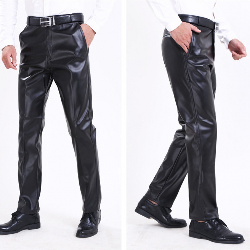 Title 2, Slim-fit skinny dunne leren broek voor kleine v...