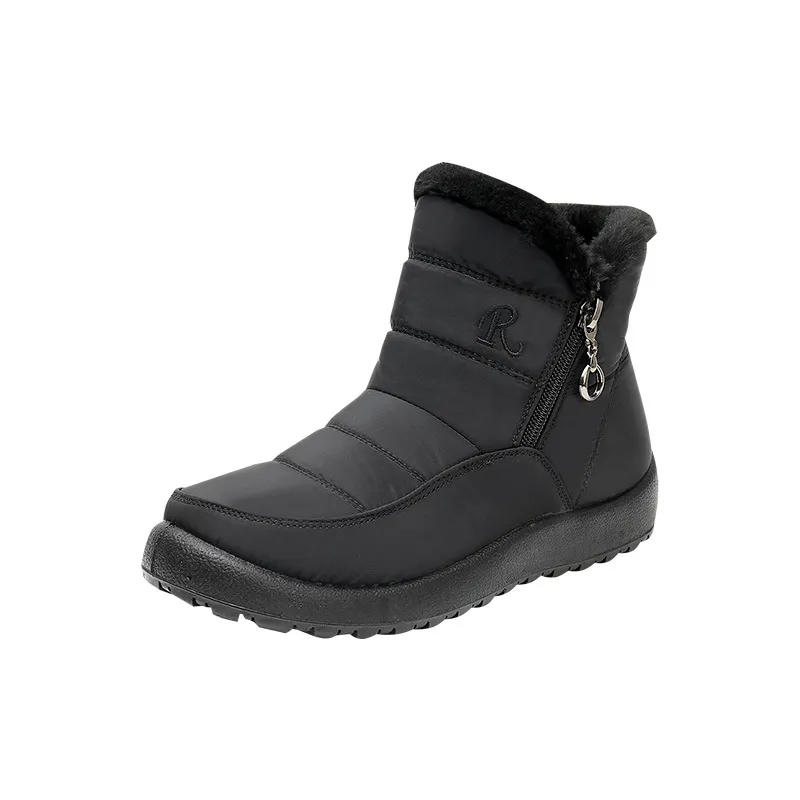 Add velvet warm cotton shoes soft soled cotton boots - Black