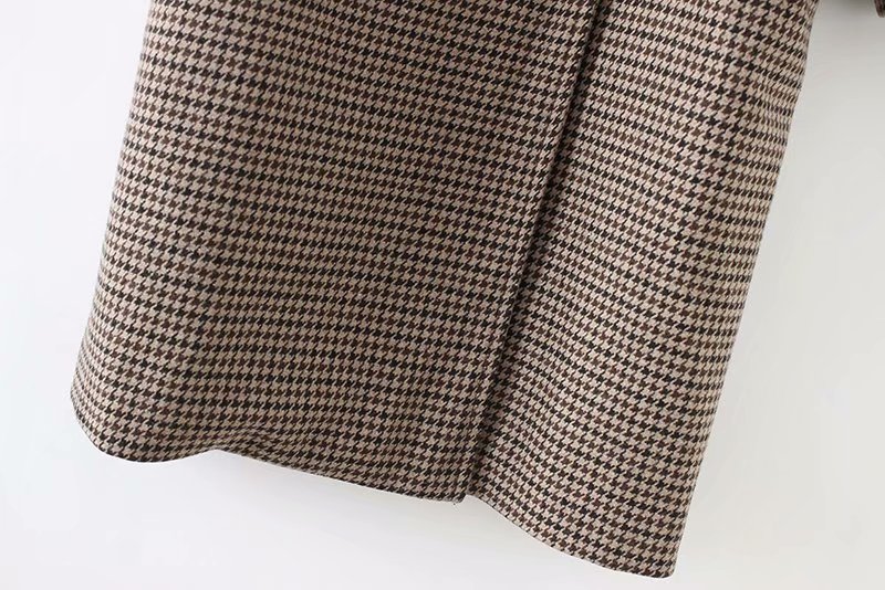 Houndstooth loose button woolen coat