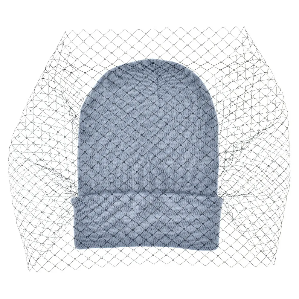 Veil knitted hat warm woolen hat - Grey