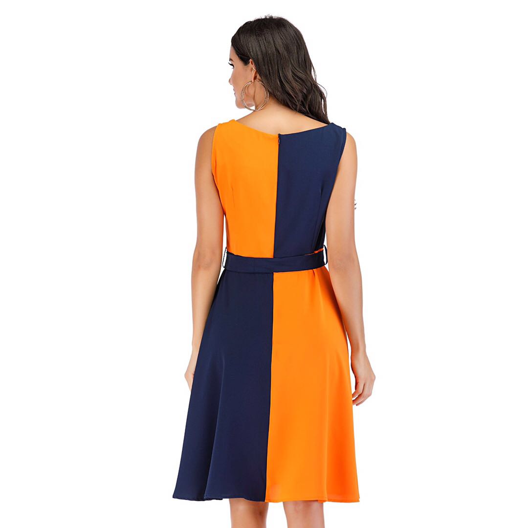 Hepburn style western style dress with waist