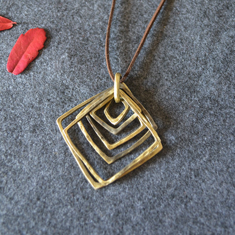 Multi-layer square long necklace