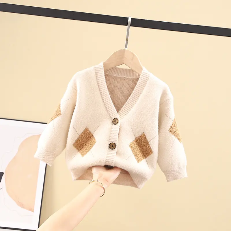 Children's Cardigan Crystal Wool Coat