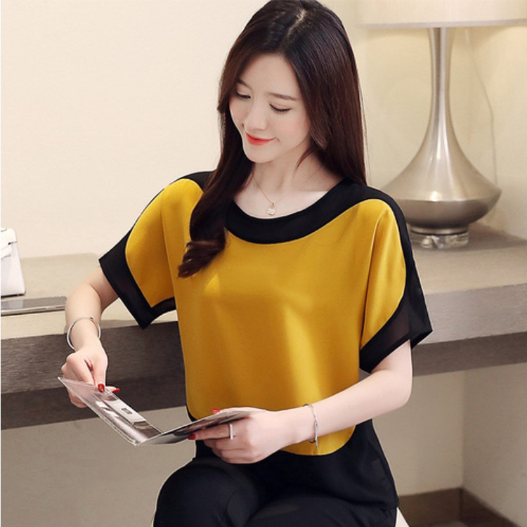 Bat short sleeve chiffon shirt women summer