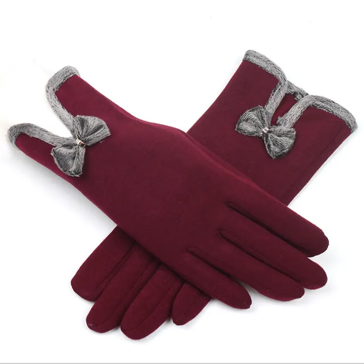 Female Autumn Winter Non-Inverted Velvet Cashmere Full Finger Warm