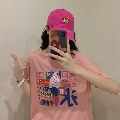 Hong Kong wind net red cotton short sleeve woman