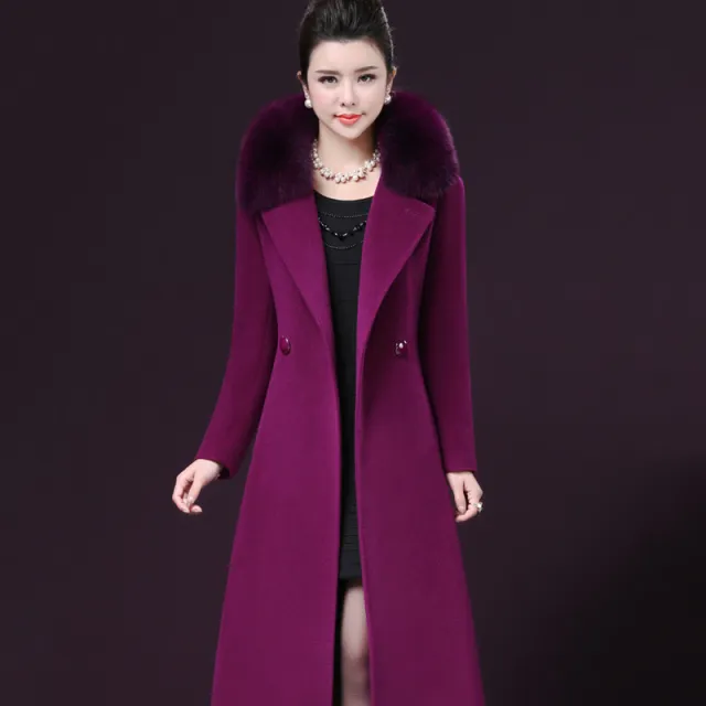 Autumn and winter new mother wear woolen coat Purple - Shop at LoveMi