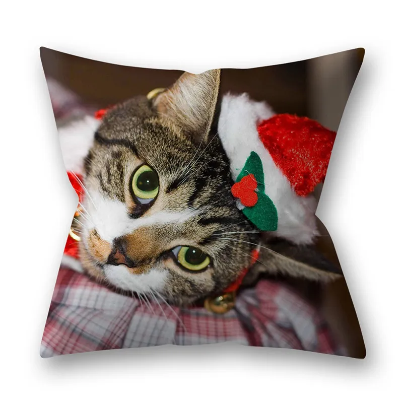 New Christmas pillowcase Christmas animal cats and dogs - I