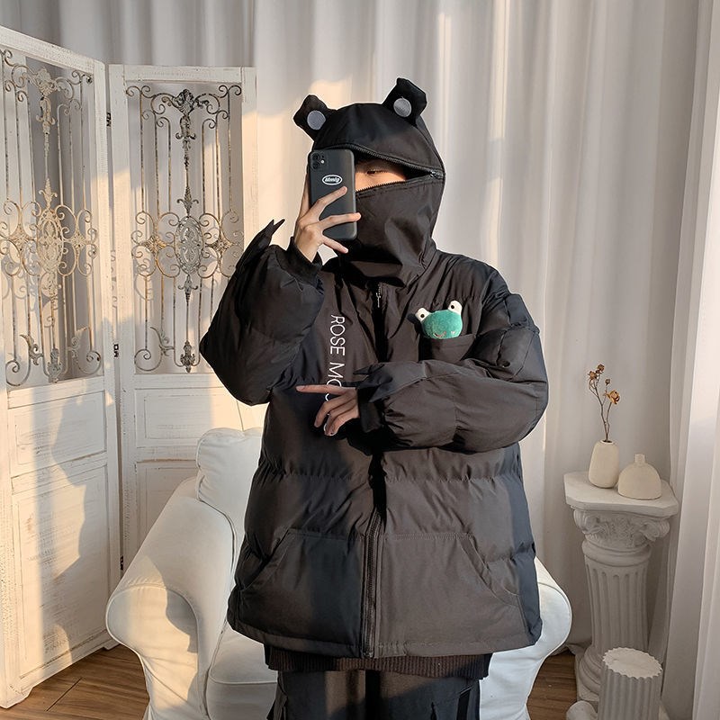 Loose plus velvet thick warm hooded jacket