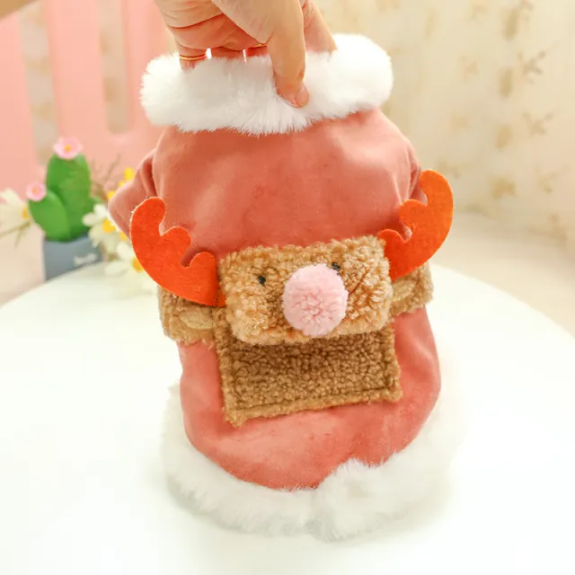 Pet dog clothes cartoon elk cotton coat Pink - Shop at LoveMi