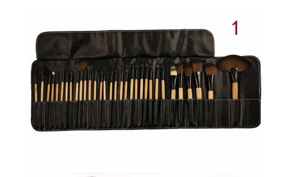 32 black wood color rayon makeup brush professional makeup brush set - Wood Color