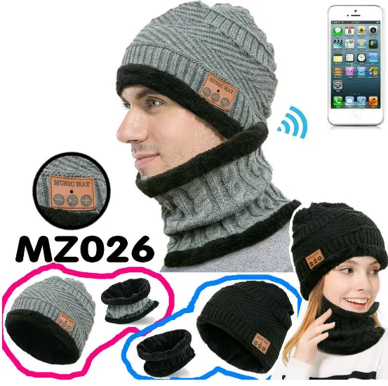 MZ026 Bluetooth Hat Bib Plush Knit Hat