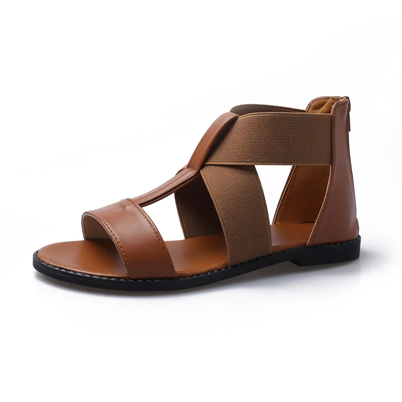 Simple, low-heeled cool boots - Brown