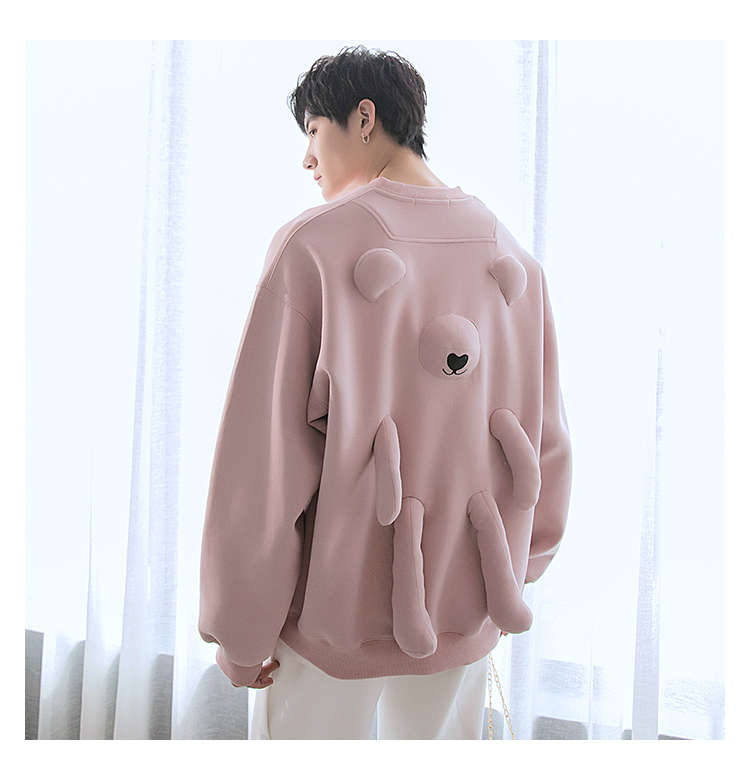 Three-dimensional personality bear round neck sweater
