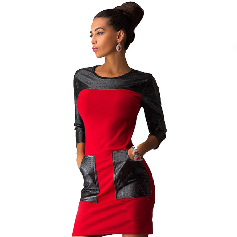 PU leather stitching tight and thin buttock dress