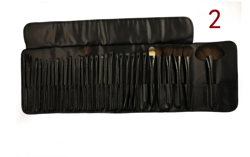32 black wood color rayon makeup brush professional makeup brush set - Black