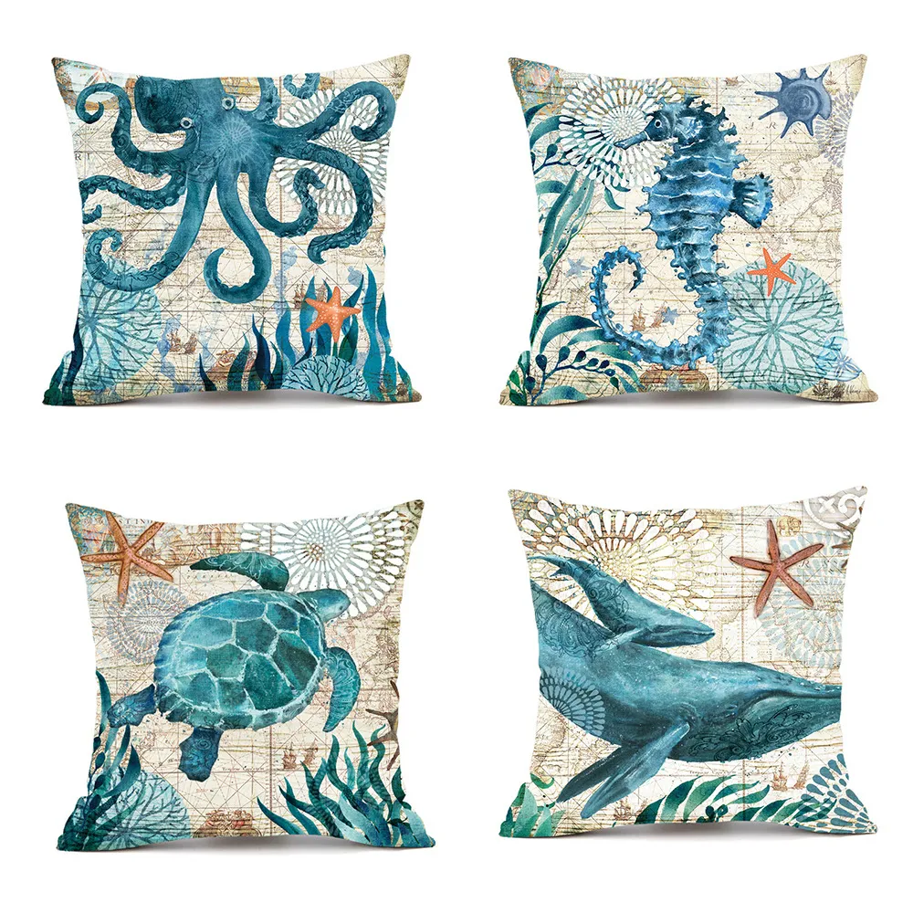 Cushion Covers Sea Turtle Printed Throw Pillow Cases For Home Decor Sofa Chair Seat – image 9