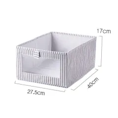Non-woven folding sundries storage box - White Vertical Stripes - View 1