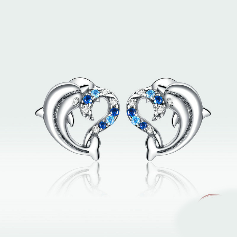 Dolphin Sterling Silver Stud Earrings