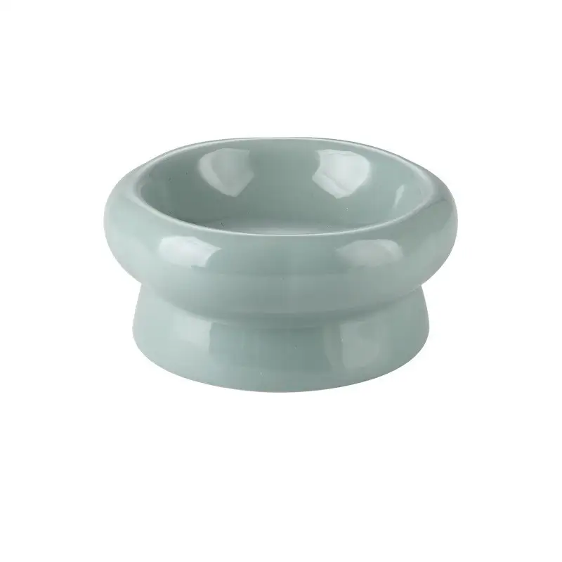 Ceramic cat bowl protects cervical spine high feet