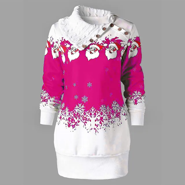 European and American Christmas Day Long Sleeve Women's Dress Rose - Shop at LoveMi