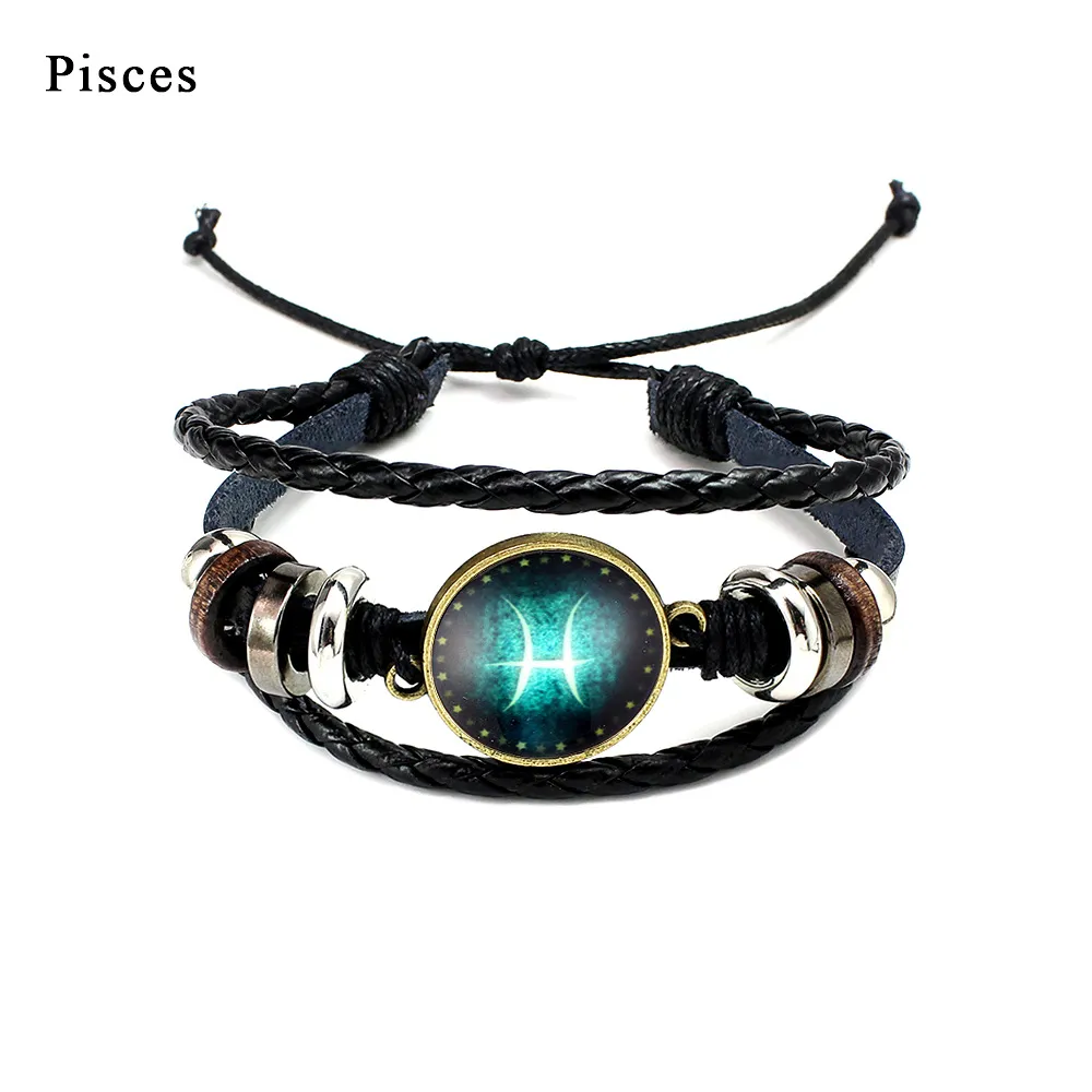 Twelve constellation glass piece couple bracelet - Pisces
