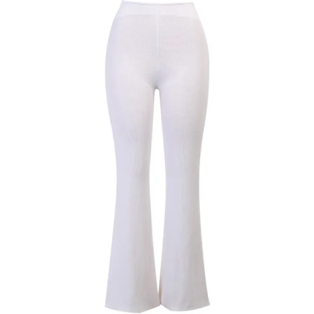 High waist bootcut casual pants trousers White - Shop at LoveMi