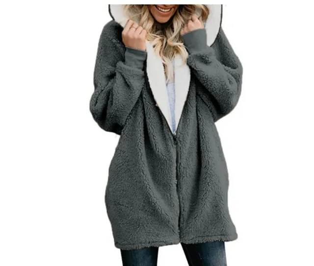 European and American lamb wool hooded mid length sweater Dark Grey - Shop at LoveMi