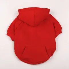 Fleece Hooded Sweater Dog Clothes Winter Hooded Jacket - Red - View 1