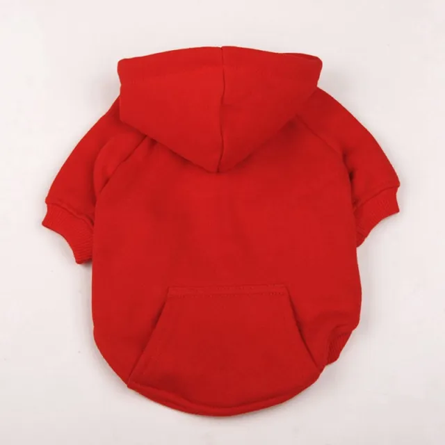 Fleece Hooded Sweater Dog Clothes Winter Hooded Jacket Red - Shop at LoveMi