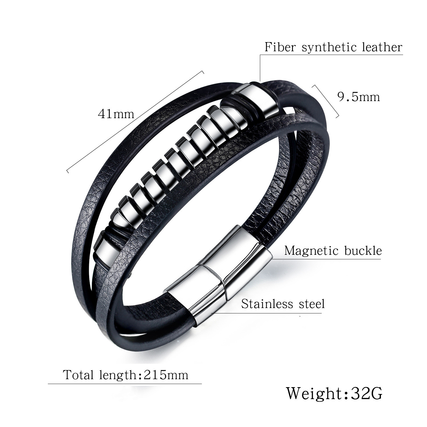 Men's multi-layer braided leather bracelet