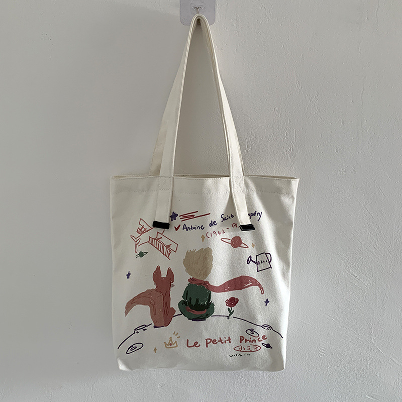 Cute cartoon large capacity canvas bag