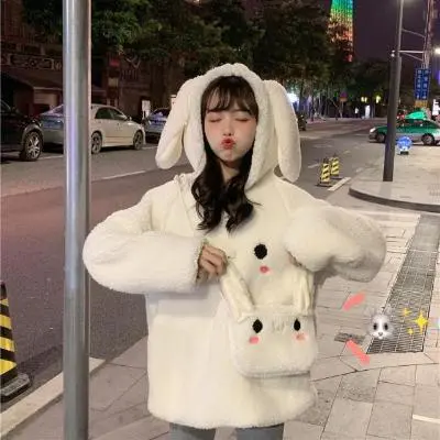 Thickened faux lamb sweater White - Shop at LoveMi