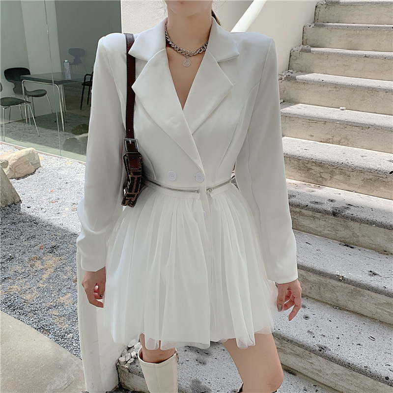 Detachable mesh suit dress