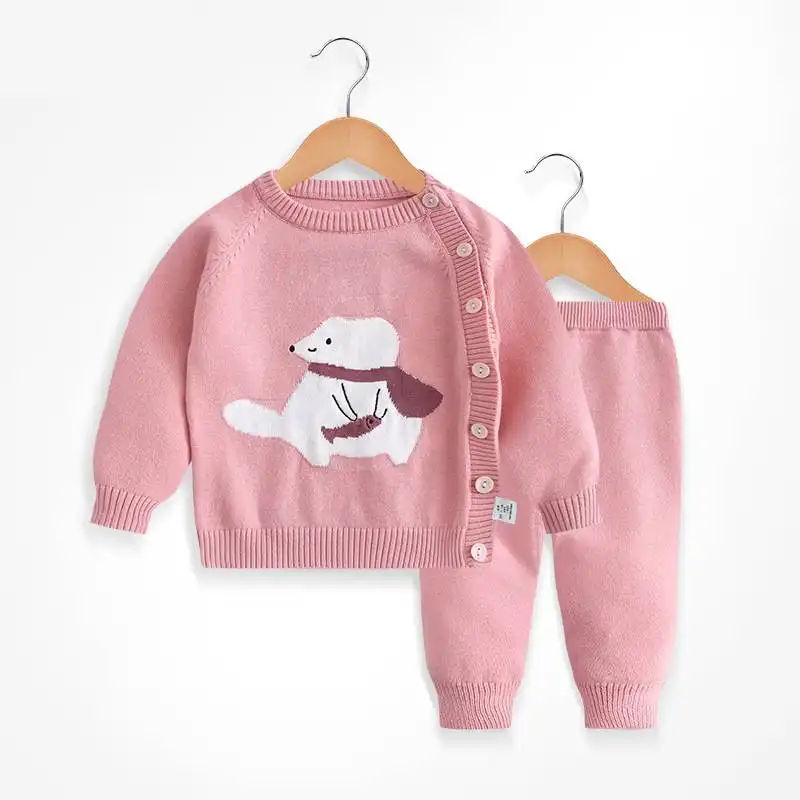 Infant Long Sleeve Knitted Sweater and Pants Set